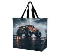 Borsa Shopper Monsters Truck Black Light-Ning Roaring Tote Bag Donna Borse Della Spesa A Spalla Singola Shopping Handbag Per Regali Positivi Lavoro Regali Per Compleanno