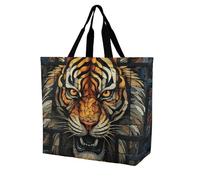 Borsa Shopper Multiple Tiger Head Pictures Borsa Spesa Shopping Tote Bag Casual Borse Della Spesa A Spalla Singola Per Regali Positivi Regali Per Compleanno Viaggi