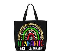 Borsa Shopper National Hispanic Heritage Month Rainbow All Countries Flags Borsa Di Tela Con Manici Personalizzata Borsone Da Viaggio, Per Spiaggia, Lavoro, Donna