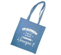 Borsa Shopper per la maestra, maestro, tata, cuoca o collaboratrice - Regalo per fine anno scolastico o Natale (Blu)