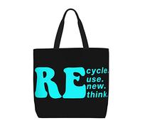Borsa Shopper Recycle Reuse Renew Rethink Borse Tote Riutilizzabile Grande Capacità Borse Tela Donna, Per Lavoro, Quotidiano Vita, Yoga
