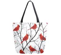 Borsa Shopper Red Red Sparrow Perched Winter Tree Brach Tote Bag Donna Borse Della Spesa A Spalla Singola Resistente Borsa Spesa Per Regali Per Compleanno Donne Fidanzate Regali Positivi