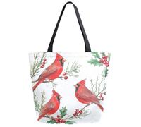 Borsa Shopper Red Sparrow On Holly Berry Branches Christmas Handbag Riutilizzabile Shopping Bags Shopping Borse Della Spesa A Spalla Singola Per Regali Positivi Lavoro Donne Fidanzate