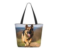 Borsa Shopper Running German Shepherd Dog Tote Bag Resistente Borse Della Spesa A Spalla Singola Shopping Shopping Bags Per Regali Per Compleanno Donne Fidanzate Regali Positivi