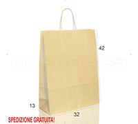 BORSA SHOPPER SACCHETTO DI CARTA MANICO CORDINO COLORE BEIGE
