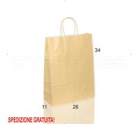 BORSA SHOPPER SACCHETTO DI CARTA MANICO CORDINO COLORE BEIGE