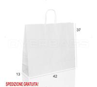 BORSA SHOPPER SACCHETTO DI CARTA MANICO CORDINO COLORE BIANCO