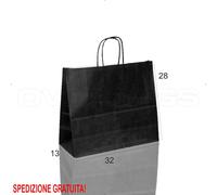 BORSA SHOPPER SACCHETTO DI CARTA MANICO CORDINO COLORE NERO
