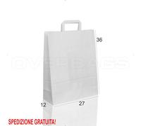 BORSA SHOPPER SACCHETTO DI CARTA MANICO PIATTINA COLORE BIANCO