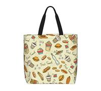 Borsa Shopper Sandwich And Taco Snacks Abstract Geometric Borse Tote Shopper Riutilizzabile Con Manici Borsone Da Viaggio, Per Donna, Quotidiano Vita, Shopping