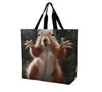 Borsa Shopper Squirrel Funny Animal Borse Della Spesa A Spalla Singola Donna Handbag Riutilizzabile Shopping Bags Per Lavoro Regali Positivi Regali Per Compleanno