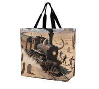 Borsa Shopper Steam Train In The Desert Handbag Resistente Borse Della Spesa A Spalla Singola Casual Shopping Bags Per Lavoro Regali Per Compleanno Donne Fidanzate