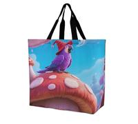 Borsa Shopper Talking Purple Parrots Handbag Casual Tote Bag Riutilizzabile Borsa Spesa Per Viaggi Lavoro Regali Per Compleanno