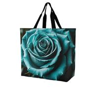 Borsa Shopper Teal Gray Rose Handbag Riutilizzabile Shopping Bags Resistente Borse Della Spesa A Spalla Singola Per Lavoro Donne Fidanzate Regali Positivi