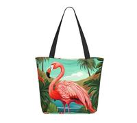 Borsa Shopper Tropical Flamingo Borsa Da Piscina Grande Capacità Riutilizzabile Borsone Da Viaggio, Per Scuola, Lavoro, Yoga, 50x40cm