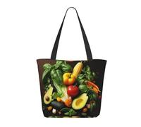 Borsa Shopper Various Vegetables Grande Borsa A Tracolla In Tela Lavabile Riutilizzabile Shopper In Tela, Per Scuola, Lavoro, Spiaggia, 50x40cm