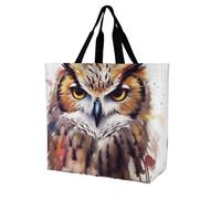 Borsa Shopper Watercolor Cool Owl Head Borse Della Spesa A Spalla Singola Riutilizzabile Handbag Shopping Tote Bag Per Lavoro Viaggi Donne Fidanzate