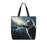 Borsa Shopper Wolf At Night Impermeabile Borsa Università Donna Casual Borse Tote Donna Per All'Aperto Tutti I Giorni Ufficio