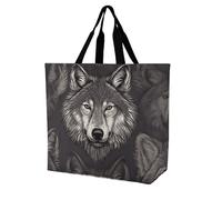Borsa Shopper Wolf Head Pattern Borse Della Spesa A Spalla Singola Shopping Tote Bag Donna Handbag Per Lavoro Regali Per Compleanno Viaggi