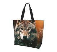 Borsa Shopper Wolf In The Tree At Night Resistente Borsa A Shopper Donna Multifunzionale Tote Bag Per Palestra Tutti I Giorni Università