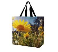 Borsa Shopper Yellow Flower Under The Sun Borsa A Tracolla Grande Con Manici Lavabile Borsone Da Viaggio, Per Yoga, Shopping, Lavoro, 50x40cm