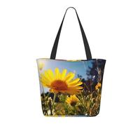 Borsa Shopper Yellow Flower Under The Sun Borsa Da Spiaggia Grande Capacità Riutilizzabile Tracolla, Per Yoga, Donna, Spiaggia, 50x40cm