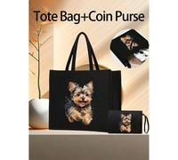 Borsa shopper Yorkshire Terrier spaziosa e chic, stampa cucciolo carino - borsa della spesa riutilizzabile, tracolla resistente, perfetta per lo shopping e i regali, borsa da spiaggia di grande capaci