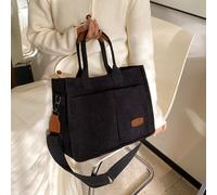 Borsa shopping a tracolla con toppe con lettera, in lino alla moda, borsa in PVC per la spesa e regali, borsa per la scuola, ampia capacità, portatile, adatto per adolescenti, donne, studenti universi