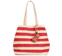 Borsa shopping CafèNoir VB0803 raffia beige rossa