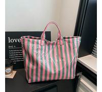 Borsa shopping di stile campus alla moda - realizzata in PVC leggero e carta kraft, con chiusura a strappo, elegante per le donne A strisceCloruro di polivinile