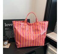 Borsa shopping di stile campus alla moda - realizzata in PVC leggero e carta kraft, con chiusura a strappo, elegante per le donne A strisceCloruro di polivinile