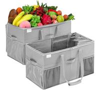 Borsa Shopping Extra Large 2 Pezzi, Borse della Spesa Riutilizzabili Resistenti e Capienti con Tasche e Manici, Borsa Shopping Strutturata e Pieghevole, Borse per la Spesa con Coperchio e Scomparti