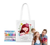 Borsa Shopping In Tela Per Pittura | Per Sacchetti Regalo Colorazione - Creatività Educativa Festa Della Mamma Con Pennarelli Artistici Per Bambini 3+ Ragazzi Ragazze Scuola Materna Domestico Viaggio