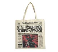 Borsa Shopping riutilizzabile Stranger Things con design retrò | Borsa in tessuto grande per shopping e uso quotidiano