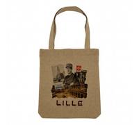 Borsa Shopping Tote Bag Aspetto Lino - Collezione Città della Francia Stile Skyline Patrimonio Regione Storia Monumento - Borsa della spesa in tela spessa 360 g Beige Naturale Borsa con spalla solida