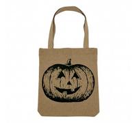 Borsa Shopping Tote Bag Aspetto Lino - Collezione Halloween Illustrazione Umorismo scherzo Disegno Strega Strega Mostro Stregone - Borsa della spesa in tela spessa 360 g Beige Naturale Borsa da spalla