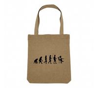 Borsa Shopping Tote Bag Aspetto Lino - Collezione Parodia Evolution dell'uomo Passione Sport Tempo Libero Strumento Musicista Musica - Borsa della spesa in tela spessa 360 g Beige Naturale Borsa da