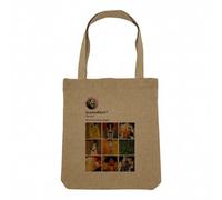 Borsa Shopping Tote Bag Aspetto Lino - Collezione Social Networks Parodia Pittore Pittura Classica Romantica - Borsa della spesa spessa 360 g Beige Naturale Borsa con spalla solida stampata in, Klimt