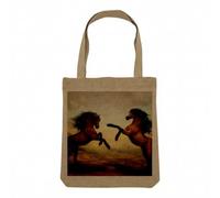 Borsa Shopping Tote Bag Aspetto Lino - Collezioni più belle foto Cavalli Beige Prato Natura Animali Selvatici - Borsa da spesa spessa 360 g Beige Naturale Borsa con spalla solida stampata in, Posa, 34