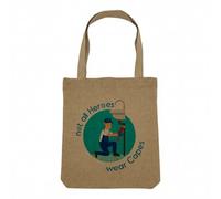 Borsa Shopping Tote Bag Effetto Lino - Collezione True Heroes English Profession Metiers Job Hero du quotidien - Borsa da spesa spessa 360 g Beige Naturale Borsa a spalla solida stampata in Francia