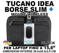 Borsa slim Tucano per notebook 15.6" con mouse wireless BORSA NERA - MOUSE NERO