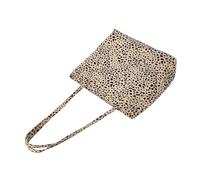 Borsa sottobraccio con tasche multiple per lavoratori, Apricot | Può contenere laptop, pratico per l ' uso quotidiano o per lo shopping, tessuto cotone con stampa leopardi,