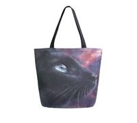 Borsa Spesa Cat Black With Galaxy Borsa Tracolla Riutilizzabile Impermeabile Borsetta Per Viaggi Shopping Casa
