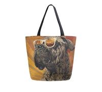 Borsa Spesa Dog With Glasses Borsa Tracolla Ecologica Resistente Shopper Bag Per Shopping Ufficio Lavoro