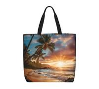 Borsa Spesa Hawaiian Beach With Palm Trees Print Borsa Da Spiaggia Impermeabile Impermeabile Shopper Bag Per Donna Lavoro Shopping