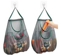Borsa Spesa per Verdura Frutta, 2 Pezzi Portatile Borsa a Rete della Spesa, Lavabile Riutilizzabili Rete Borse, Organizer Sacchetto per Verdura Frutt