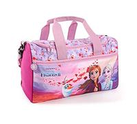 Borsa Sport Bambina con Stampa Principesse Anna Elsa Olaf - Sacca Sportiva Bimba Disney Frozen 2 con Tracolla - Borsone Palestra Rosa e Lilla per Bambine Tempo Libero e Viaggi - 35x22.5x15 - Perletti