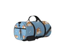 Borsa sportiva a forma di cartone animato kawaii con motivo a forma di cane Corgi, impermeabile, con tracolla, cerniera, 2 tasche laterali, per uomini e donne, borsa da viaggio, blu 1, 17,6 x 9 pollic