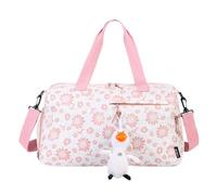 Borsa sportiva a secco e bagnata, per sport da donna, per sport asciutti e bagnati, con simpatico ciondolo, borsa fitness con scomparto per scarpe per pantofole, bottiglia d'acqua, Colore: rosa.,