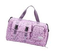 Borsa sportiva alla moda con stampa di leopardi di mucca pratica in tessuto Oxford multi scomparto design impermeabile palestra nuoto accessori da viaggio stampa leopardo borse da viaggio, Viola